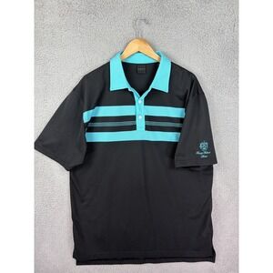 Dunning Polo Shirt Mens XL Black Teal Stripe Trump National Doral Golf Resort